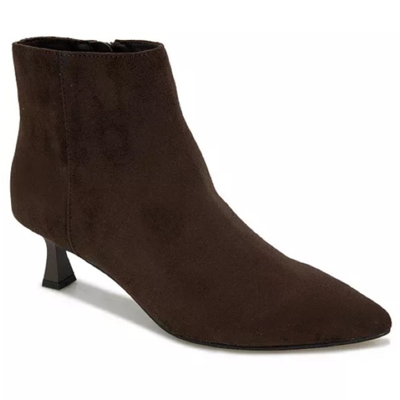 Kenneth Cole Reaction Bexx Kitten Heel Booties Brown Suede Size 9 - Picture 1 of 6